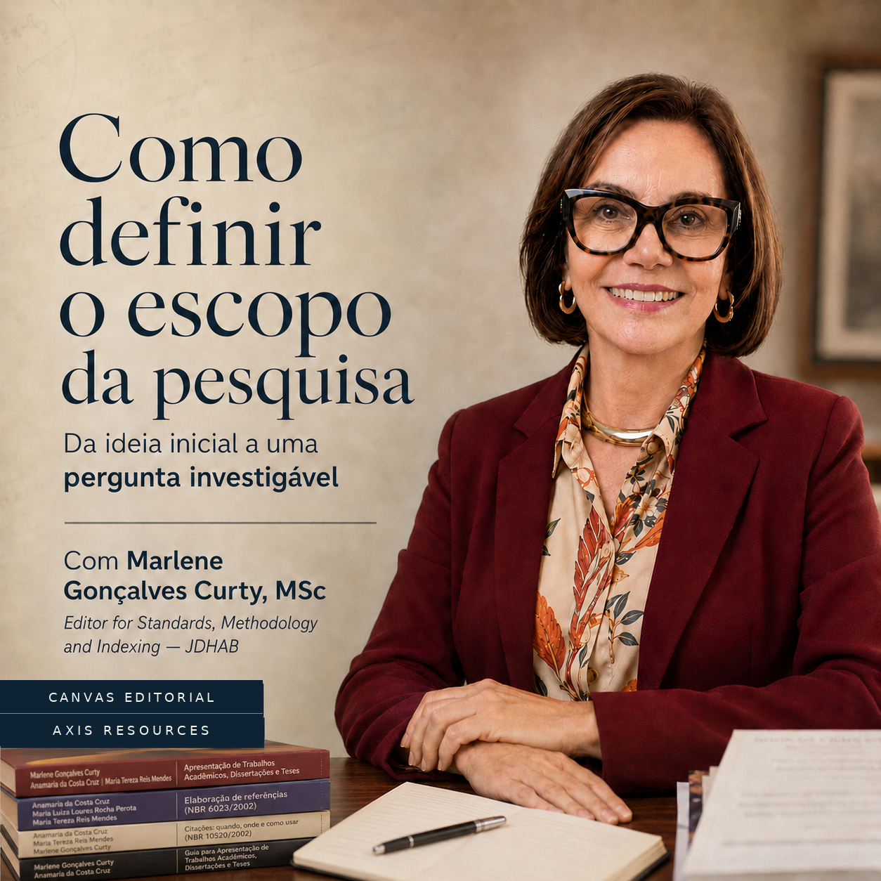 Composição editorial do Canvas AXIS para delimitação do escopo da pesquisa.